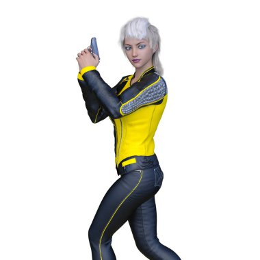 bir kadın savaşçı 3D render