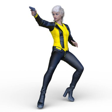 bir kadın savaşçı 3D render