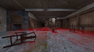 Terk edilmiş binanın kabataslak içerikli 3B görüntülemesi