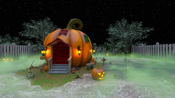 Rendering Pumpkin House — Stock Photo, Image