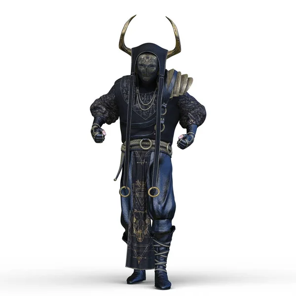 3D rendering of a iron masked warrior