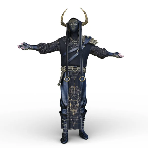 3D rendering of a iron masked warrior