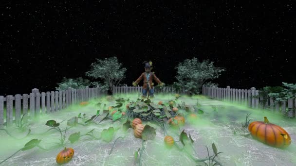 Darstellung Des Halloween Dekorierten Gartens — Stockvideo