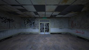 Terk edilmiş binanın kabataslak içerikli 3B görüntülemesi