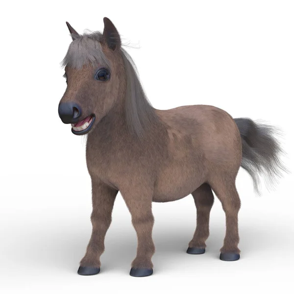 微型马的3D渲染 — 图库照片