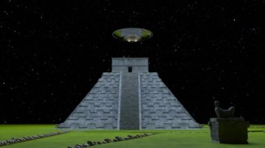 UFO ve antik harabelerin 3D canlandırması