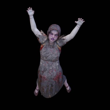 3 boyutlu dişi zombi tasviri