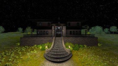 Ormandaki bir evin 3 boyutlu canlandırması