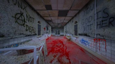 Terk edilmiş binanın kabataslak içerikli 3B görüntülemesi