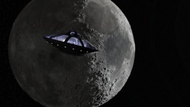 Ay ve UFO 'nun 3D canlandırması.