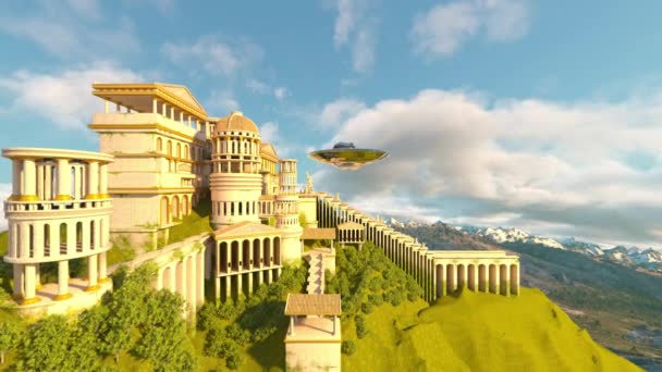 Sarayın Boyutlu Tasarımı Ufo Nun Saldırısı Altında — Stok video