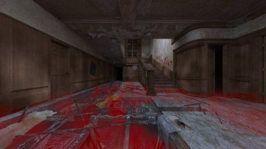 Terk edilmiş binanın kabataslak içerikli 3B görüntülemesi