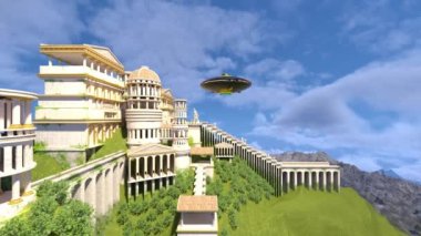 Sarayın 3 boyutlu tasarımı UFO 'nun saldırısı altında.