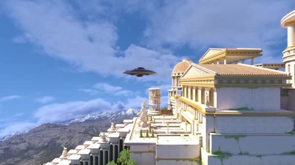 Vykreslování Paláce Pod Útokem Ufo — Stock video