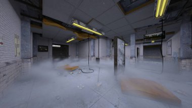 Terk edilmiş binanın kabataslak içerikli 3B görüntülemesi