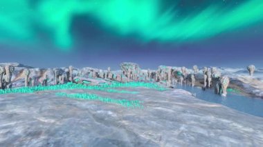 İçinden akan bir akarsu ile kayalık alanın 3B görüntülemesi