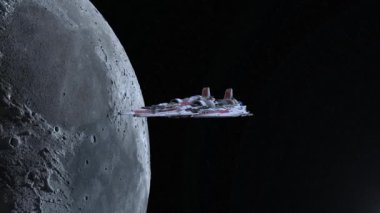 Bir uzay gemisi ve Ay 'ın 3 boyutlu canlandırması