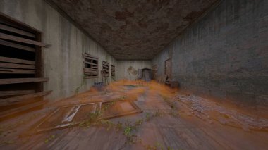 Terk edilmiş binanın kabataslak içerikli 3B görüntülemesi