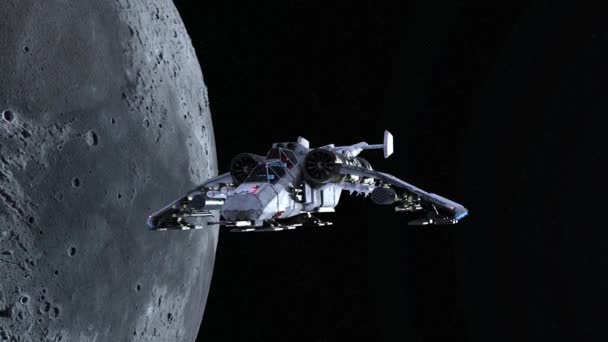 Рендеринг Луны Космического Корабля — стоковое видео