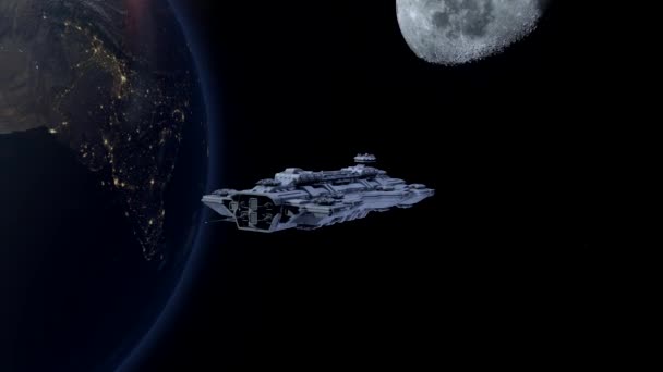 Рендеринг Космического Корабля Земли — стоковое видео