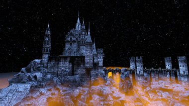 3D rendering of the skeleton castle