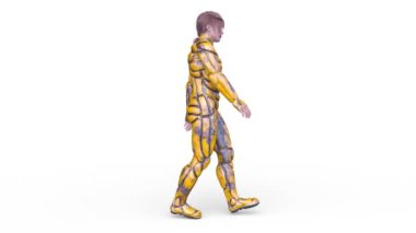 Yürüyen bir siber adamın 3 boyutlu canlandırması