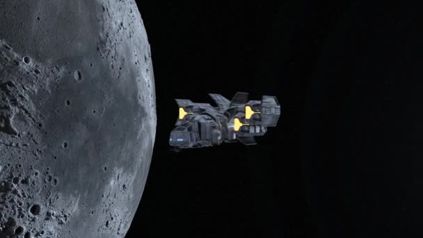 宇宙船と月の3Dレンダリング — ストック動画