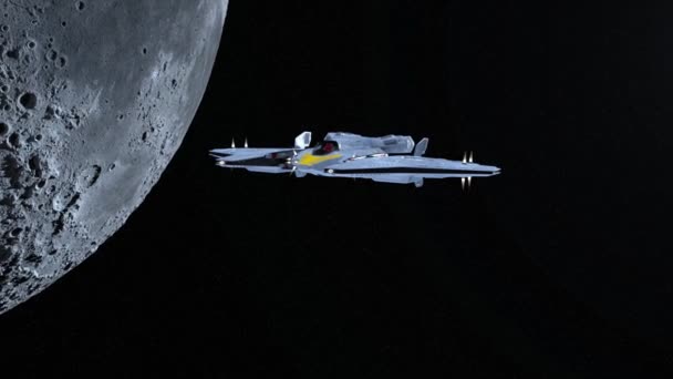 Απόδοση Ενός Διαστημόπλοιου Και Φεγγάρι — Αρχείο Βίντεο
