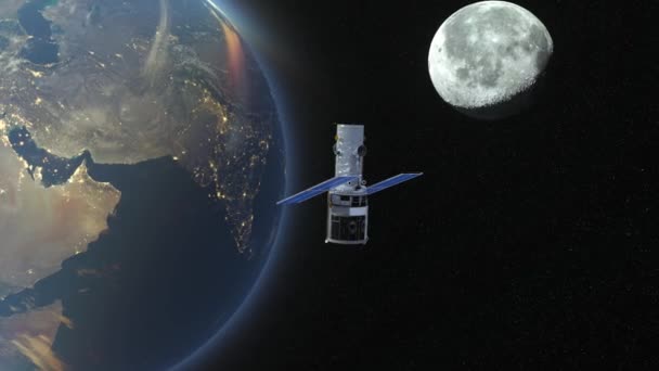 Rendering Artificial Satellite Earth — Stock video