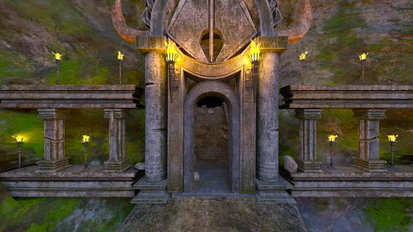 Renderização Templo Subterrâneo — Fotografia de Stock