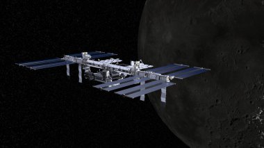 Yapay uydunun ve ayın 3 boyutlu yansıması