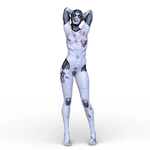 Återgivning Kvinnlig Cyborg — Stockfoto