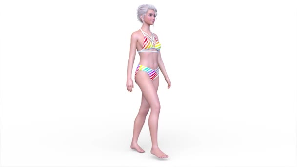 Renderowanie Chodzącej Kobiety Bikini — Wideo stockowe