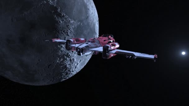Απόδοση Ενός Διαστημόπλοιου Και Φεγγάρι — Αρχείο Βίντεο