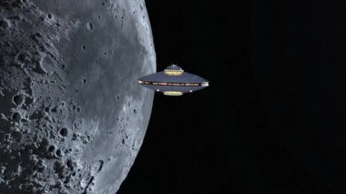 Ay ve UFO 'nun 3D canlandırması.