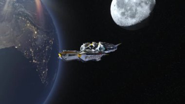 Bir uzay gemisinin ve Dünya 'nın 3 boyutlu canlandırması
