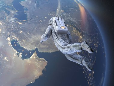 Bir erkek astronotun 3 boyutlu canlandırması