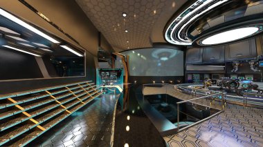 Uzay aracındaki teftiş odasının 3 boyutlu görüntülenmesi