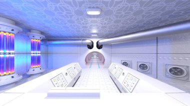 Uzay aracındaki teftiş odasının 3 boyutlu görüntülenmesi