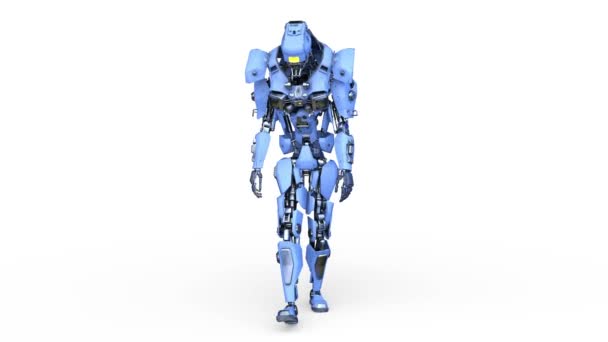 Rendering Robot Walking Face — Stockvideo