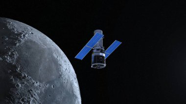 Yapay uydunun ve ayın 3 boyutlu yansıması