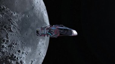 Bir uzay gemisi ve Ay 'ın 3 boyutlu canlandırması