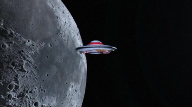 Ay ve UFO 'nun 3D canlandırması.