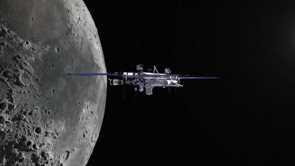 人工衛星と月の3Dレンダリング — ストック動画
