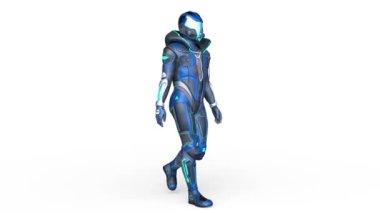 Yürüyen bir siber adamın 3 boyutlu canlandırması