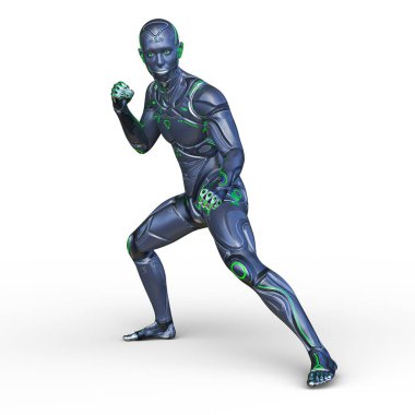 erkek bir cyborg 3D render