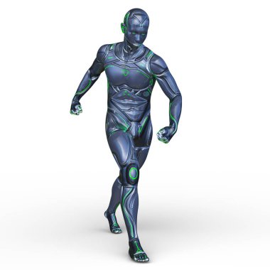 erkek bir cyborg 3D render