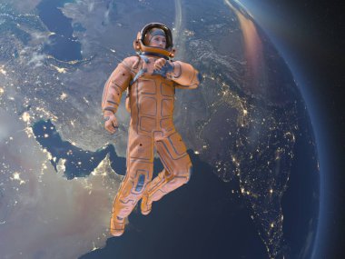 Bir erkek astronotun 3 boyutlu canlandırması