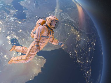 Bir erkek astronotun 3 boyutlu canlandırması