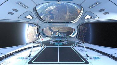 Uzay istasyonu peyzajının 3B görüntülemesi